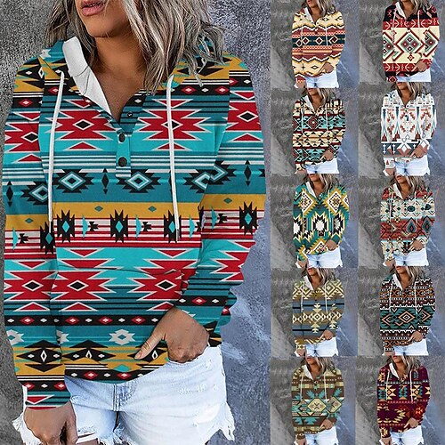 

2022 European And American Women's Wish Amazon Autumn And Winter Tops Western Ethnic Style Printed Sweater Coat