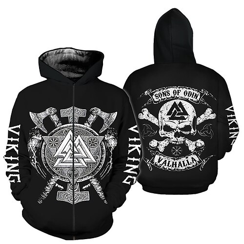 

Inspired by viking Warriors Cartoon Manga Outerwear Anime Front Pocket Graphic Outerwear For Men's Women's Unisex Adults' 3D Print 100% Polyester Casual Daily