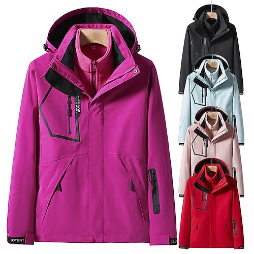 

Women's Hiking 3-in-1 Jackets Ski Jacket Waterproof Hiking Jacket Winter Outdoor Thermal Warm Waterproof Windproof Breathable Outerwear Windbreaker Winter Fleece Jacket Fishing Climbing Camping