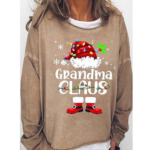 

Women's Sweatshirt Pullover Basic Blue Purple Dark Green Graphic Christmas Round Neck Long Sleeve S M L XL 2XL 3XL