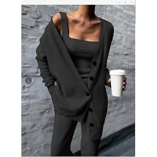 

Women's Sweater Pants Trousers Dark Grey Black Going out Casual Daily Plain S M L XL XXL