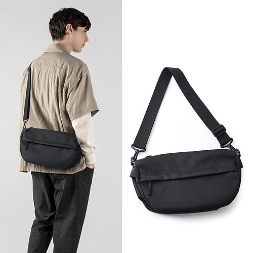 

Men's Women's Unisex Work Bag Messenger Bag Crossbody Bag Canvas Zipper Solid Color Daily Holiday Office & Career Black khaki