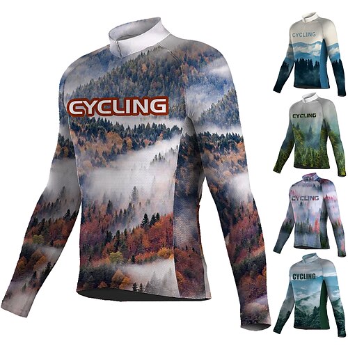 

21Grams Men's Cycling Jersey Long Sleeve Bike Jersey Top with 3 Rear Pockets Mountain Bike MTB Road Bike Cycling Breathable Quick Dry Moisture Wicking Reflective Strips Green Rosy Pink Dark Green