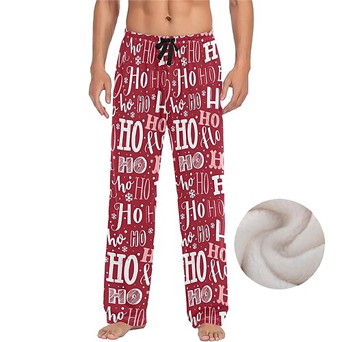 

Men's Christmas Pajamas Loungewear Flannel Pajama Pants Lounge Pants Graphic Prints Warm Soft Home Bed Spa Flannel Warm Pocket Elastic Waist Winter Blue Red