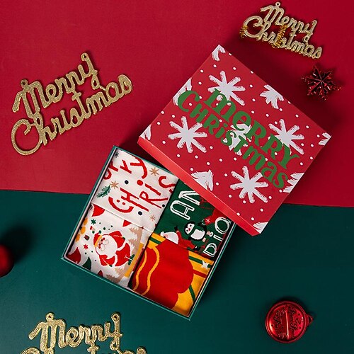 

Men's Women's Crew Socks Christmas 4 Pairs