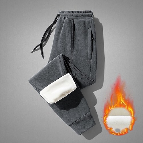 

Men's Fleece Pants Joggers Winter Pants Trousers Casual Pants Pocket Drawstring Elastic Waist Solid Colored Comfort Warm Casual Daily Holiday Streetwear Stylish Black Sky Blue Micro-elastic