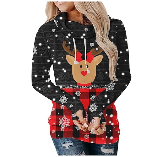 

Reindeer Masquerade Hoodie Women's Christmas Christmas Carnival Masquerade Adults' Christmas Vacation Polyester Top