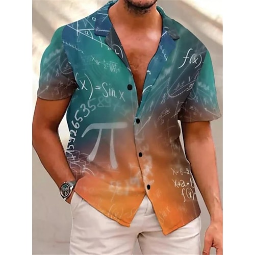 

Men's Shirt Letter Graphic Prints Turndown Green 3D Print Street Casual Short Sleeve Button-Down Print Clothing Apparel Fashion Designer Casual Hawaiian