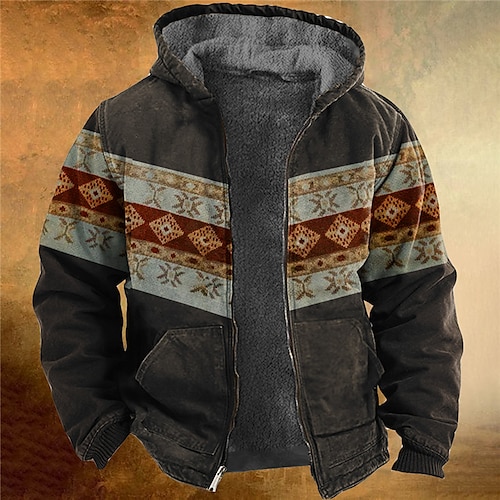 

Men's Full Zip Hoodie Jacket Black Hooded Color Block Graphic Prints Zipper Print Sports Outdoor Daily Sports 3D Print Fleece Boho Streetwear Designer Winter Clothing Apparel Hoodies Sweatshirts
