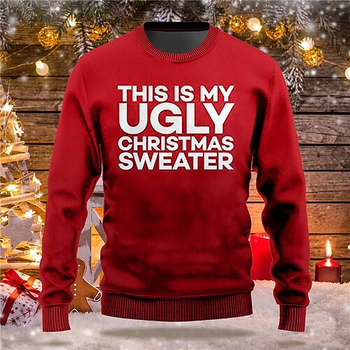 

Men's Sweatshirt Pullover Green Black Blue Red Crew Neck Letter Graphic Prints Print Christmas Daily Sports 3D Print Basic Streetwear Designer Spring & Fall Clothing Apparel Hoodies Sweatshirts