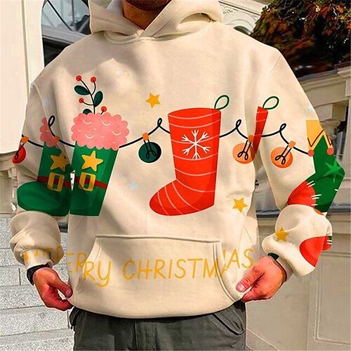 

Men's Pullover Hoodie Sweatshirt Blue Khaki Hooded Graphic Prints Print Christmas Gifts Daily Sports 3D Print Basic Streetwear Designer Spring & Fall Clothing Apparel Christmas stocking Hoodies