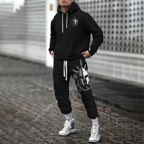 

Hombre Tracksuit Sudadera Negro Azul Piscina Marrón Verde Trébol Con Capucha Graphic 2 Piezas Estampado Deporte Deportes Ropa de calle Estampado en caliente Básico Design Casual Invierno Otoño Ropa