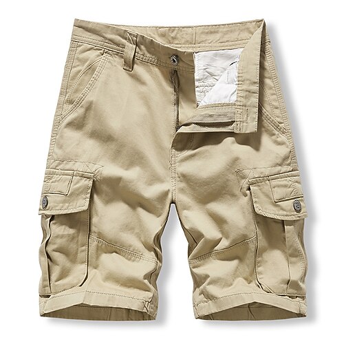 

Men's Cargo Shorts Shorts Zipper Multi Pocket Solid Color Daily Holiday 100% Cotton Streetwear Stylish ArmyGreen Black Inelastic