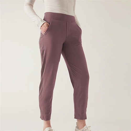 

Women's Active Pants Trousers Straight Leg Plain Classic Modern Regular Spring & Fall Green Black Dark Purple Beige