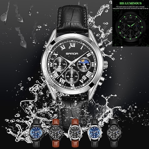 

SANDA Fashion Watches for Men Luxury Sport Business WristWatch Waterproof Quartz Big Clock Digital Male Watch 5012