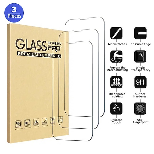 

[3 Pack] Phone Screen Protector For Apple iPhone 14 Pro Max iPhone 13 Pro Max 12 Mini 11 X XR XS Max 8 7 Tempered Glass High Definition (HD) 9H Hardness Ultra Thin Phone Accessory