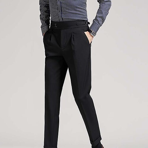 

Men's Dress Pants Trousers Casual Pants Pocket Straight Leg Solid Color Office Business Stylish Formal Black Brown Micro-elastic