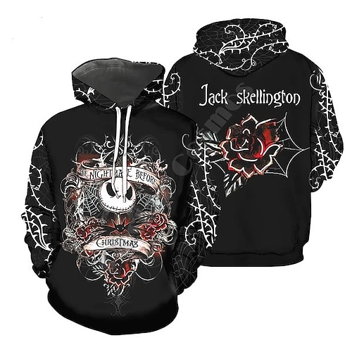 

Inspired by The Nightmare Before Christmas Jack Skellington Hoodie Cartoon Manga Anime Front Pocket Graphic Hoodie For Men's Women's Unisex Adults' 3D Print 100% Polyester Casual Daily