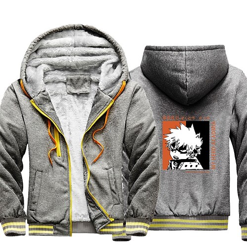 

Inspired by My Hero Academia Bakugou Katsuki Hoodie Outerwear Sherpa Jacket Anime Graphic Outerwear For Men's Women's Unisex Adults' Hot Stamping 100% Polyester Casual Daily