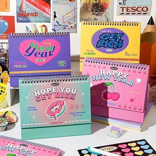 

1pc Colorful Novelty 2023 Desk Calendar Size As Shown