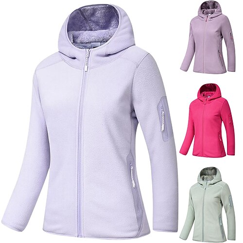 

Women's Hiking Fleece Jacket Fleece Winter Outdoor Thermal Warm Windproof Breathable Quick Dry Outerwear Trench Coat Top Hunting Ski / Snowboard Fishing pale pinkish gray Purple Light Green Red