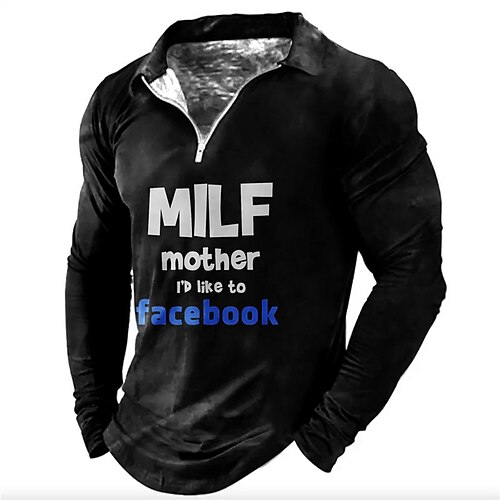 

Men's Collar Polo Shirt Golf Shirt Letter Graphic Prints Turndown Green Black Gray 3D Print Outdoor Street Long Sleeve Zipper Print Clothing Apparel Fashion Designer Casual Soft