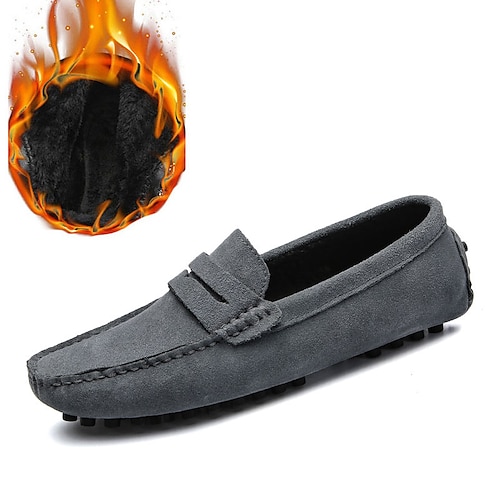 

Men's Loafers & Slip-Ons Penny Loafers Classic Loafers Driving Loafers Fleece lined Casual Classic Daily Nappa Leather Warm Black Dark Blue Coffee Winter