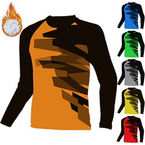 

Men's Downhill Jersey Long Sleeve Winter Green Orange Red Bike Thermal Warm Fleece Lining Breathable Fleece Spandex Sports Geometic Clothing Apparel