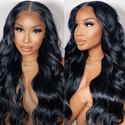 

Body Wave Lace Front Wig Synthetic T Part Long Black Wigs for Women Glueless Wavy Wig Natural Color