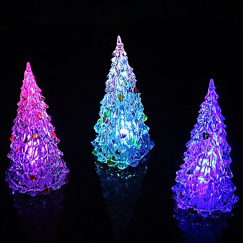 

LED Crystal Christmas Tree Decoration Acrylic Color Changing Night Light Lamp Xmas Tree Tabletop Decorations Ornament