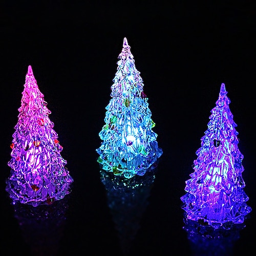 

LED Crystal Christmas Tree Decoration Acrylic Color Changing Night Light Lamp Xmas Tree Tabletop Decorations Ornament