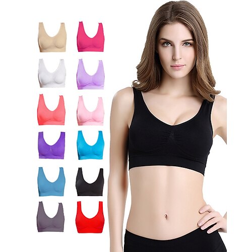 

Women's Sports Bra High Impact Bralette Wirefree Nylon Spandex Yoga Fitness Gym Workout Breathable Lightweight Soft Padded Light Support Light Purple Purple Pink