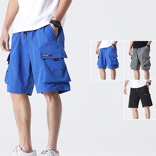 

Herren Cargo Shorts Kurze Hosen Shorts Kurze Hosen Kurze Hose für Wanderer Kordelzug Elastische Taille Multi Pocket Glatt Komfort Atmungsaktiv Kurz Casual Täglich Ausgehen Stilvoll Einfach Schwarz