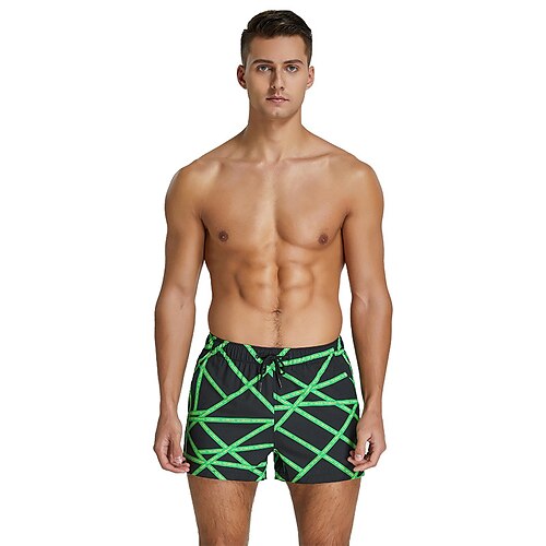 

Men's Swim Shorts Swim Trunks Board Shorts Beach Shorts Pocket Drawstring Elastic Waist Graphic Geometry Comfort Breathable Short Casual Daily Holiday Fashion Streetwear Green Black