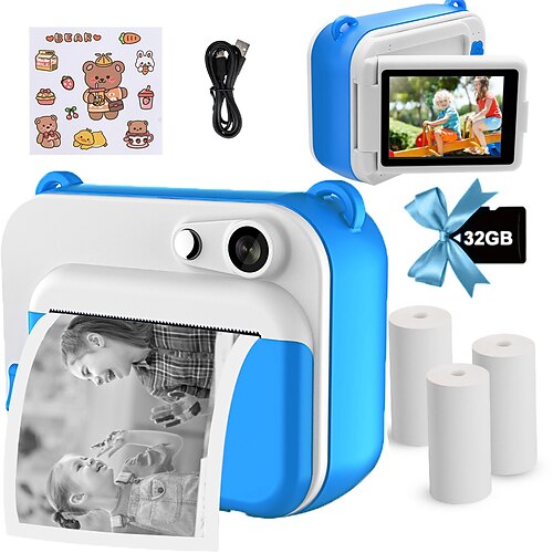 Appareil photo d'impression instantanée pour enfants avec imprimante  thermique Enfant Photo numérique Jouet de fille Enfant Vidéo Cadeau