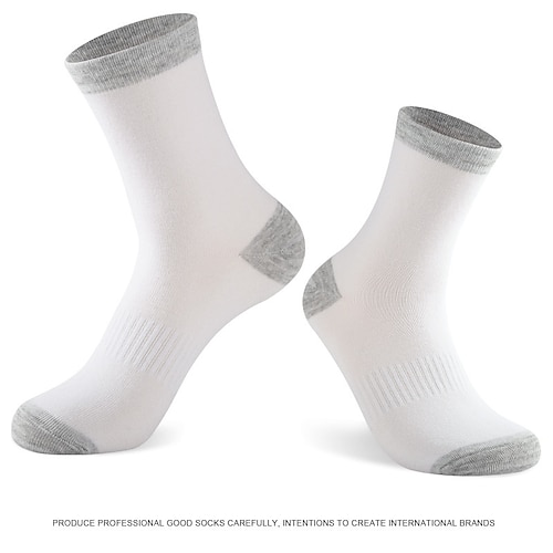 Men's 5 Pairs Socks Crew Socks Casual Socks Fashion Comfort Cotton Solid Colored Casual Daily Sports Medium Spring, Fall, Winter, Summer Black Gray