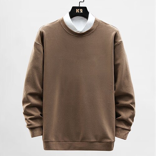

Men's Sweatshirt grey-green Black Brown Grey Crew Neck Solid Color Daily Sports Going out Basic Streetwear Casual Spring Fall Clothing Apparel Hoodies Sweatshirts