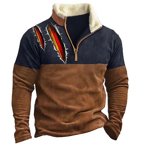 

Men's Zip Up Sweatshirt Pullover Green Blue Brown Gray Half Zip Color Block Graphic Prints Zipper Print Daily Sports Going out 3D Print Basic Casual Thin fleece Winter Clothing Apparel Hoodies