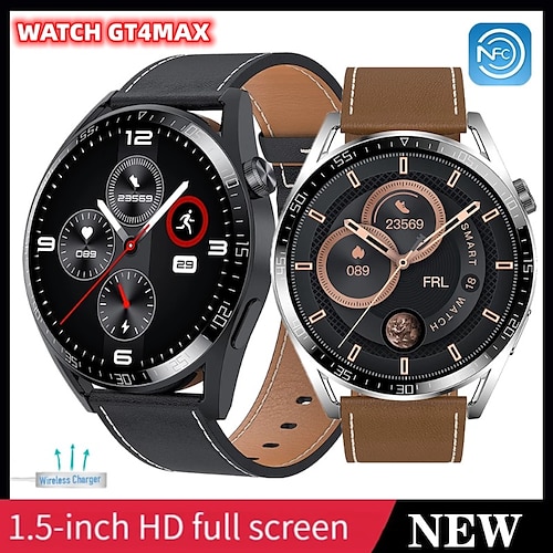 

GT4MAX Smart Watch 1.5 inch Smartwatch Fitness Running Watch Bluetooth Pedometer Call Reminder Sleep Tracker Compatible with Android iOS Men Hands-Free Calls Message Reminder Custom Watch Face IP68