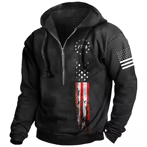 

Herre bluse Hættetrøje med fuld lynlås Sort Hætte Grafiske tryk Nationalflag Lynlås Trykt mønster Afslappet Daglig Sport 3D-udskrivning Basale Gade Designer Forår & Vinter Tøj Hættetrøjer Sweatshirts