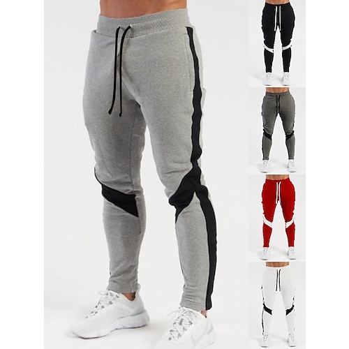 

Men's Joggers Sweatpants Pocket Drawstring High Waist Bottoms Outdoor Athleisure Winter Cotton Breathable Quick Dry Moisture Wicking Running Walking Jogging Sportswear Activewear Color Block Black