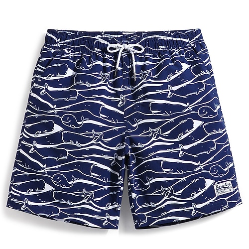 

Men's Swim Shorts Swim Trunks Board Shorts Beach Shorts Pocket Drawstring Elastic Waist Graphic Fish Comfort Breathable Short Casual Daily Holiday Classic Style Casual / Sporty Navy Blue Micro-elastic