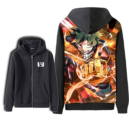 

Inspired by My Hero Academia Deku Cartoon Manga Outerwear Anime Front Pocket Graphic Outerwear For Men's Women's Unisex Adults' 3D Print 100% Polyester