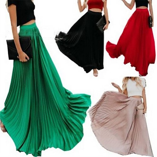 

Women's Skirt & Dress Swing Dress Shirred Solid / Plain Color Basic Cute Standard Winter Green Black Pink Red