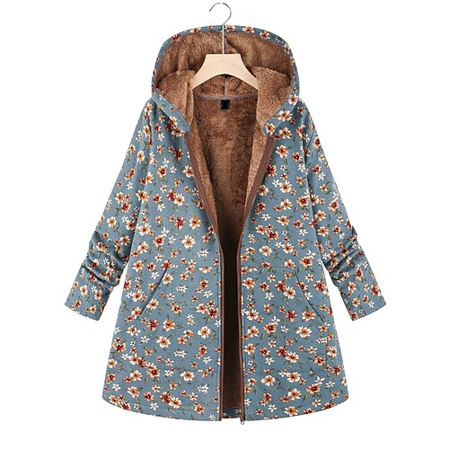 

Femme Grande taille Manteau à capuche Parka Poche Fermez Floral Extérieur Casual manche longue Capuche Longue Hiver Automne Marron Bleu clair XL XXL 3XL 4XL 5XL