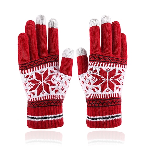 

Men's Women's Touchscreen Gloves Warm Winter Gloves Outdoor Christmas Gift Snowflake Polyester Acrylic Fibers Simple Classic Warm 1 Pair