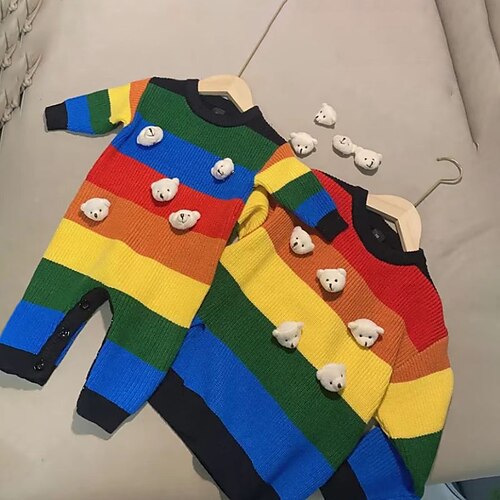 

Family Sweater Stripe Casual Multicolor Long Sleeve Basic Matching Outfits