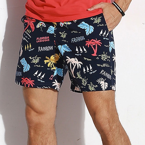 

Men's Swim Shorts Swim Trunks Board Shorts Pocket Drawstring Elastic Waist Graphic Leaf Comfort Breathable Knee Length Casual Daily Holiday Classic Style Casual / Sporty Green Royal Blue Micro-elastic