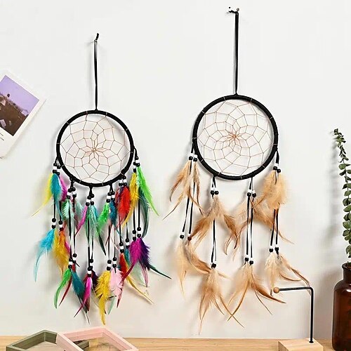 

1pc Handmade Dream Catcher, Bead Feathers Dream Catcher, Wall Hanging Home Decoration Hanging Ornament