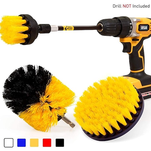 

4Pack Drill Brush Power Scrubber Cleaning Brush Extended Long Attachment Set All Purpose Drill Scrub Brushes Kit for Grout, Floor, Tub, Shower, Tile, Bathroom and Kitchen Surface